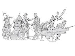 抗戰(zhàn)題材浮雕草圖設(shè)計(jì)（星火雕塑）