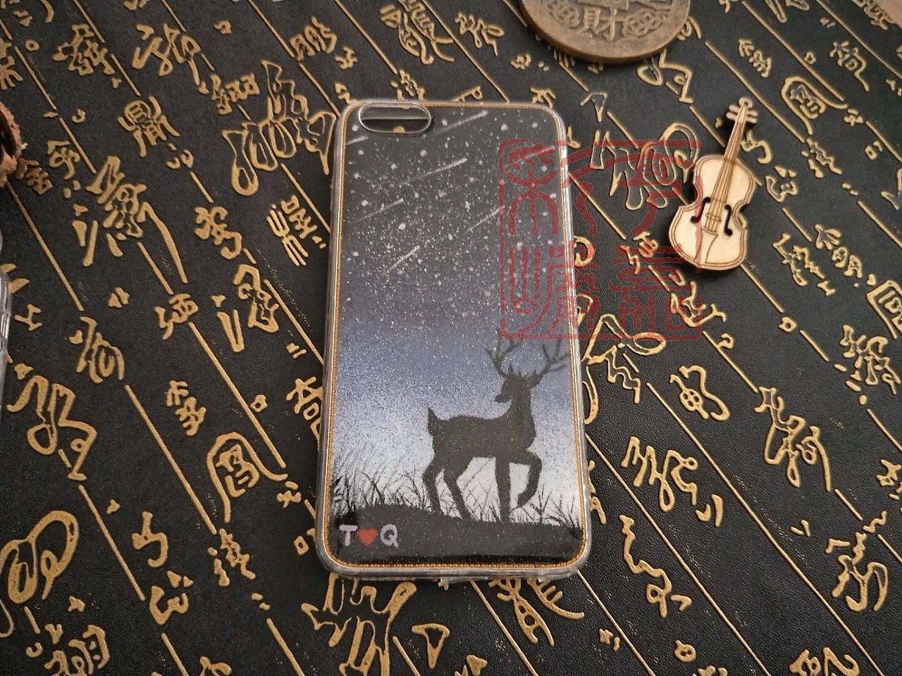 景泰蓝金丝沙画画手机壳,把艺术随时携带