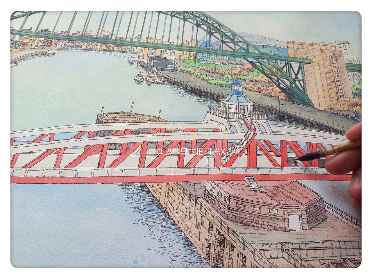 钢笔淡彩——英国的一组风景步骤图（图ZODE3NjM0MzY=） - 绘画 - 站酷设计师A时间A原创素材 - 站酷ZCOOL