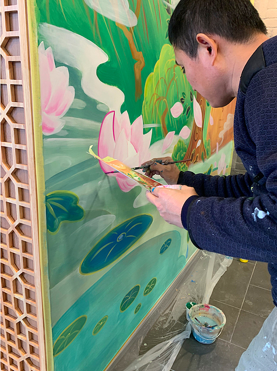 麦当劳中国风墙绘装饰餐厅