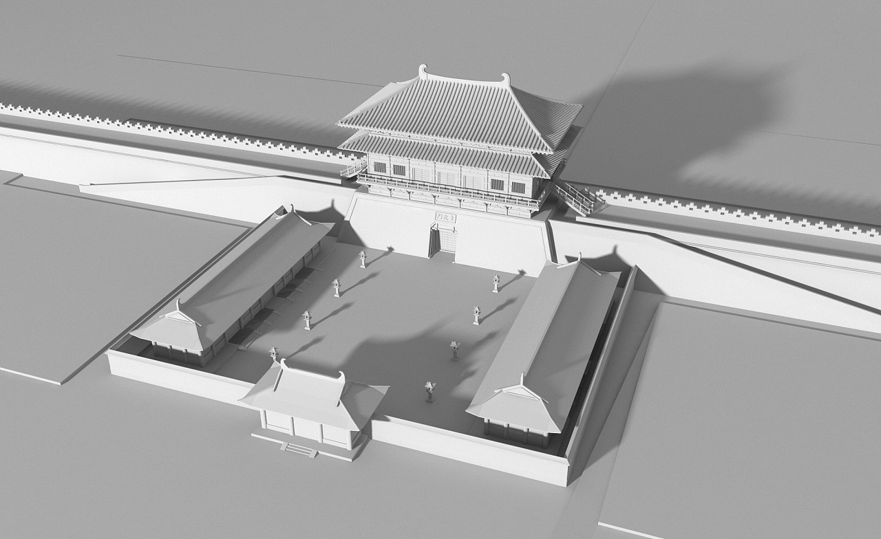 隋唐洛阳城玄武门三维建模(cinema 4d vray)