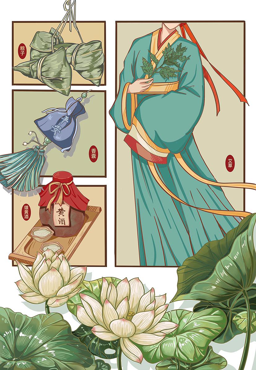 传统节日之中秋、端午、春节（图ZMzE4OTEzMDMy） - 商业插画 - 站酷设计师JINYU石原创素材 - 站酷ZCOOL