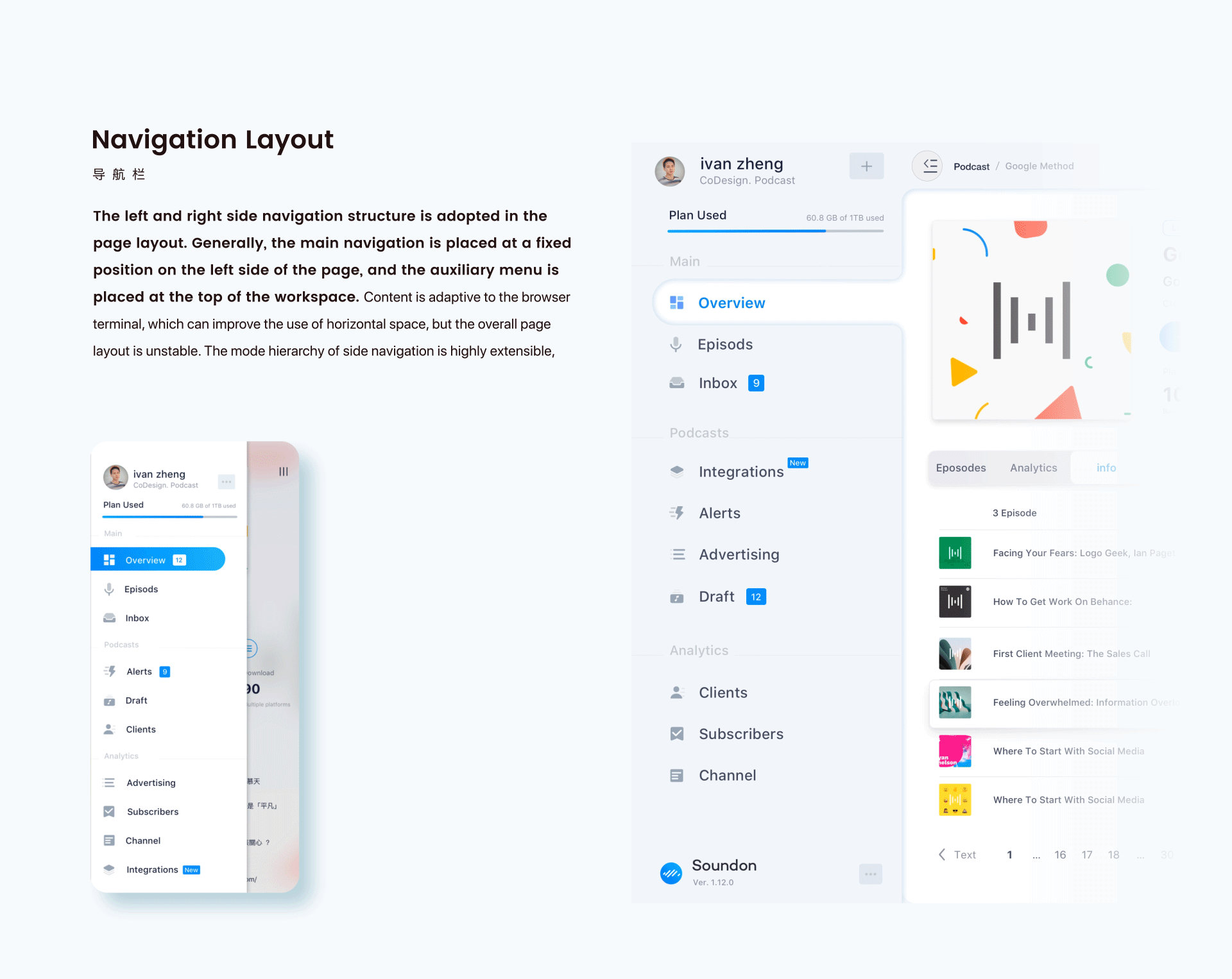 海外项目 Soundon Podcast Dashboard UI/UX Design