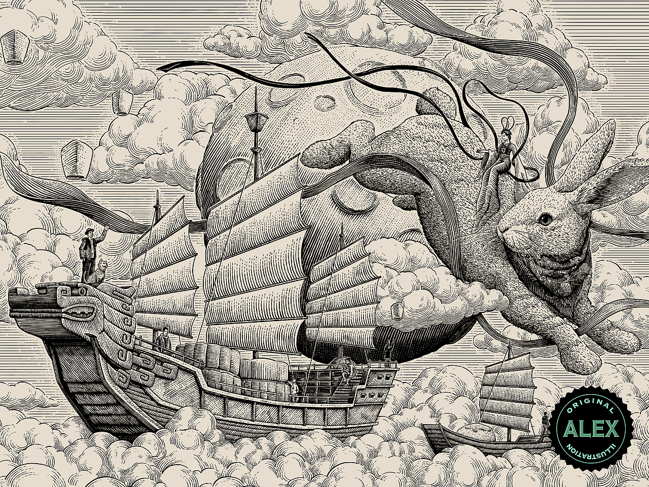 合作插画 | 中秋玉兔（图ZMzEzMzE3MjY4） - 商业插画 - 站酷设计师花椒的Alex原创素材 - 站酷ZCOOL