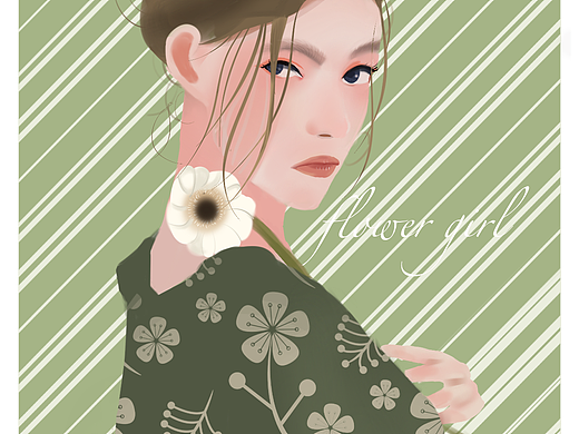 持花的女子