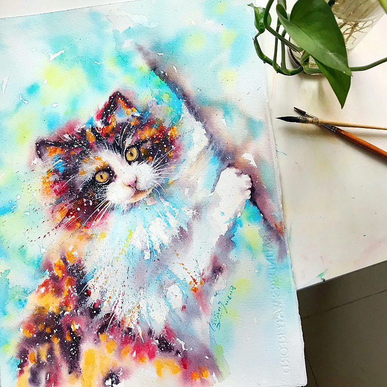 水彩下的貓青年（圖ZMTE0ODYxNDIw） - 商業(yè)插畫 - 站酷設(shè)計(jì)師lvireland原創(chuàng)素材 - 站酷ZCOOL