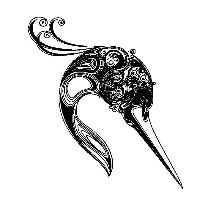  用线条勾勒的的白鹭头部