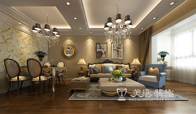 九裕龙城160平四室简欧风格装修样板间设计