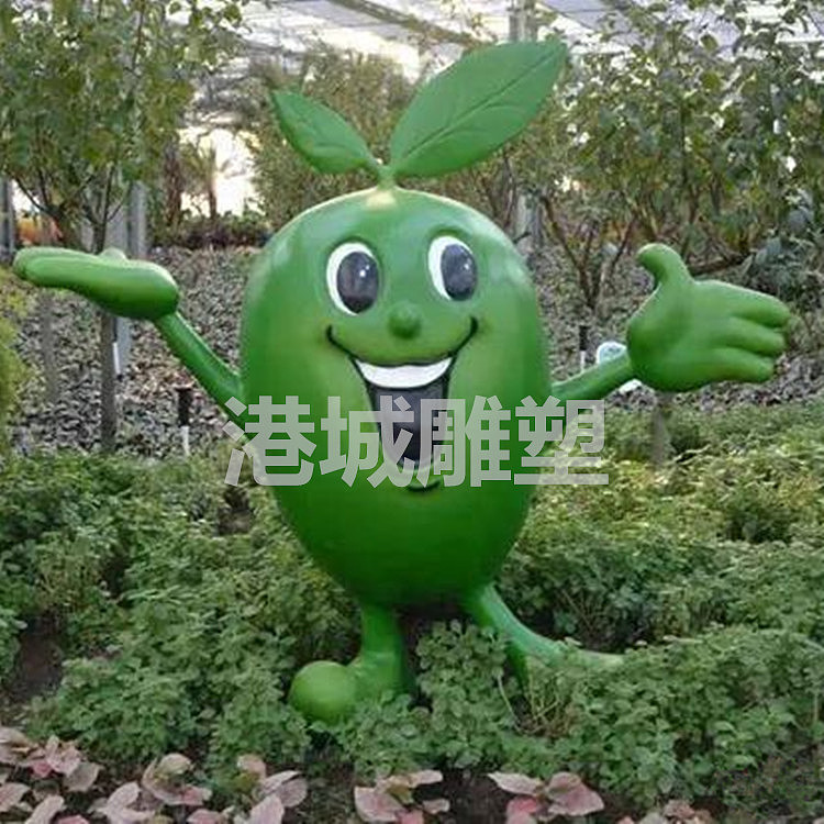 绿豆形象吉祥物玻璃钢豆芽卡通雕塑以产业推进乡村振兴