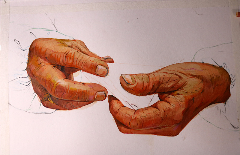 老年人手部质感教程【水彩 彩铅】