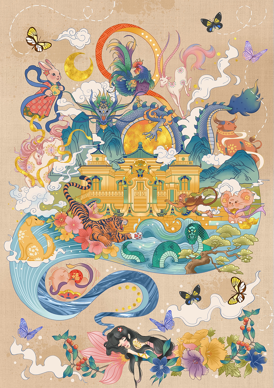 十二生肖国潮插画〰️（图ZMzIyMzM2MjA4） - 创作习作 - 站酷设计师任意门R原创素材 - 站酷ZCOOL