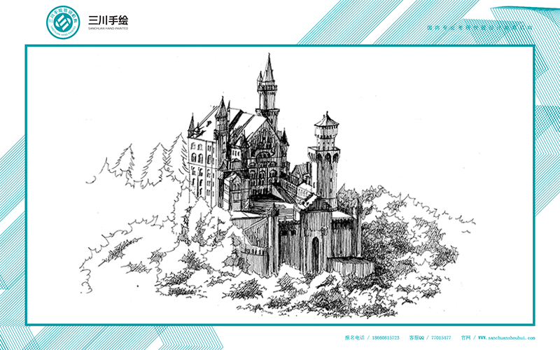 三川手绘欧建古建作品（图ZMjA0MzkxMjg=） - 建筑设计 - 站酷设计师三川手绘原创素材 - 站酷ZCOOL