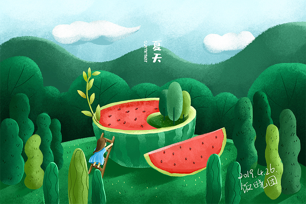 夏日时光（图ZMTYyNTkyNDI0） - 儿童插画 - 站酷设计师爱画画的南梅梅原创素材 - 站酷ZCOOL