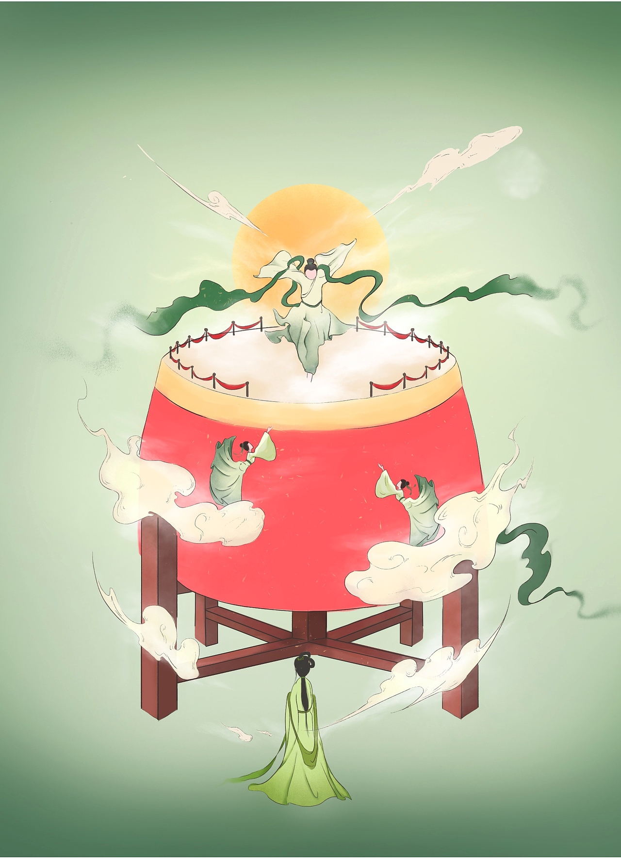 国潮插画古风舞者