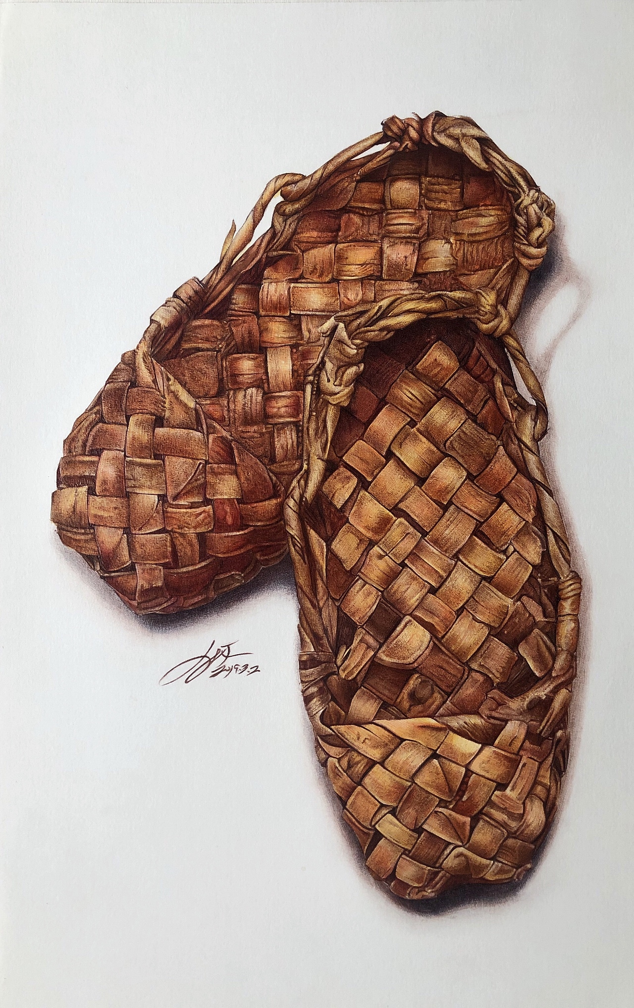 圆珠笔手绘竹编鞋