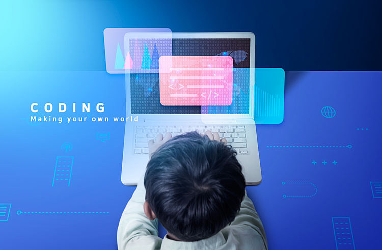 创意大气科技通讯IT儿童编程开发代码教育培训海报设计（图ZMjQ4OTUwNDI0） - 海报 - 站酷设计师海爆君原创素材 - 站酷ZCOOL