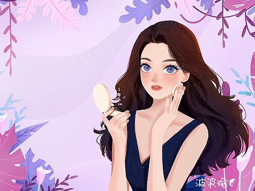 时尚美妆系列插画-美丽女孩