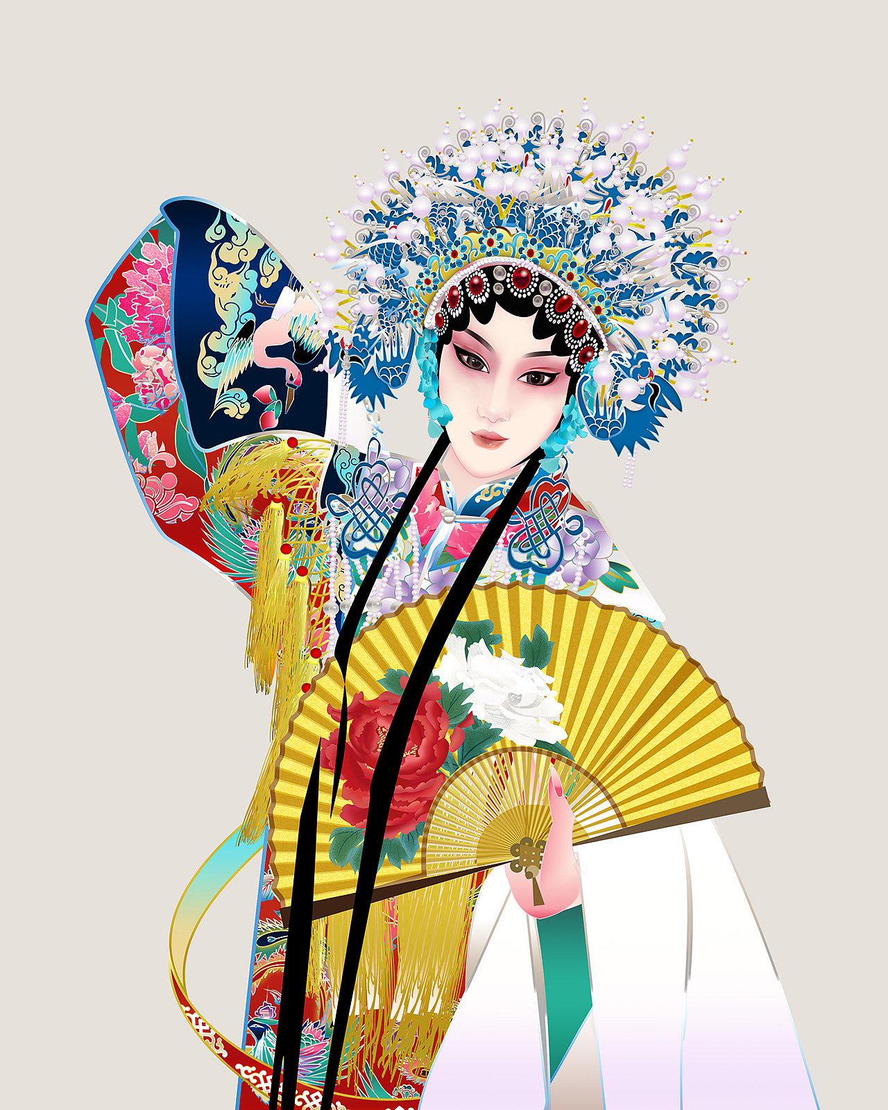 戏曲人物京剧《贵妃醉酒》矢量插画插图戏曲京剧人物
