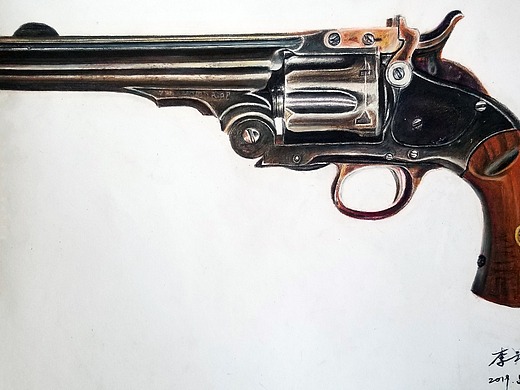 彩铅《左轮手枪》fy_李云飞_清风艺坊