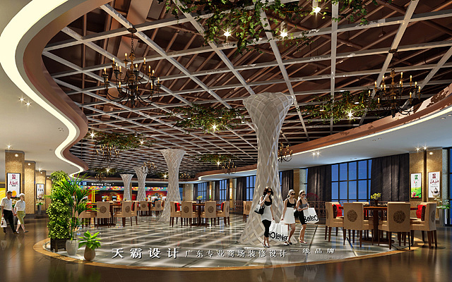 情景式美食广场设计效果图