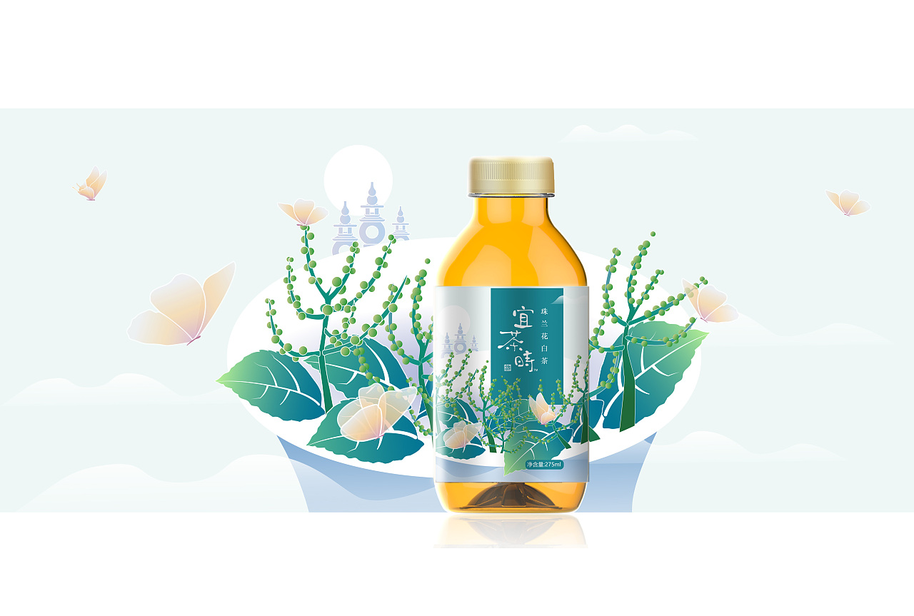 茶饮料包装插画设计