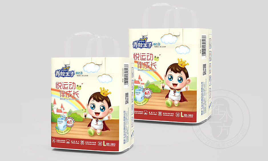 青蛙王子-纸尿裤包装设计/卡通形象/婴儿小孩卡通图（图ZMzU0OTczMDg=） - 包装 - 站酷设计师在水一方品牌策划原创素材 - 站酷ZCOOL