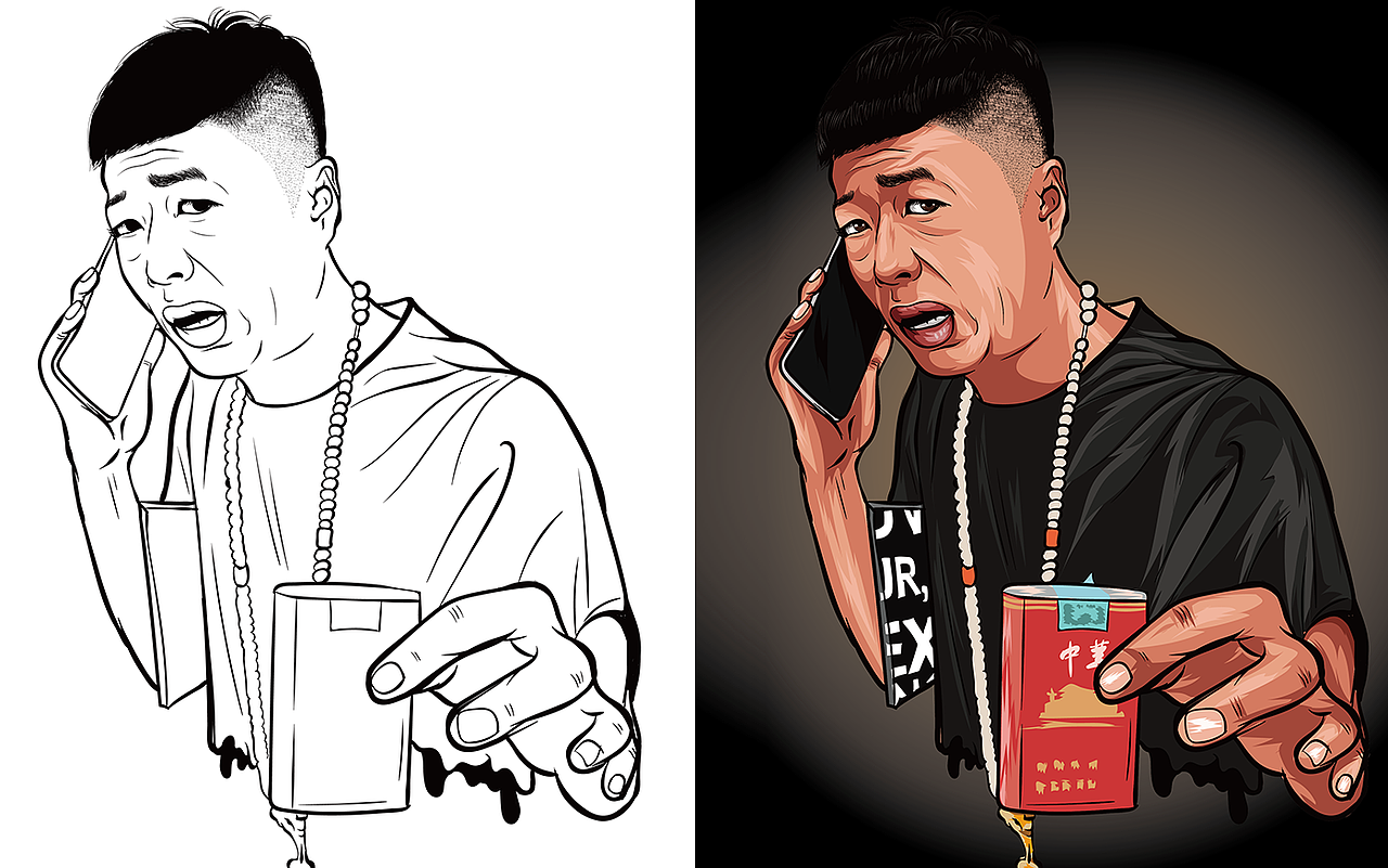 手绘AI矢量插画头像,近期练习作品,请多赐教!