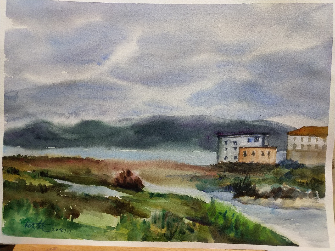 水彩风景阴天与夕阳（图ZMTY3MDM5MTY4） - 绘画 - 站酷设计师阿西老师原创素材 - 站酷ZCOOL