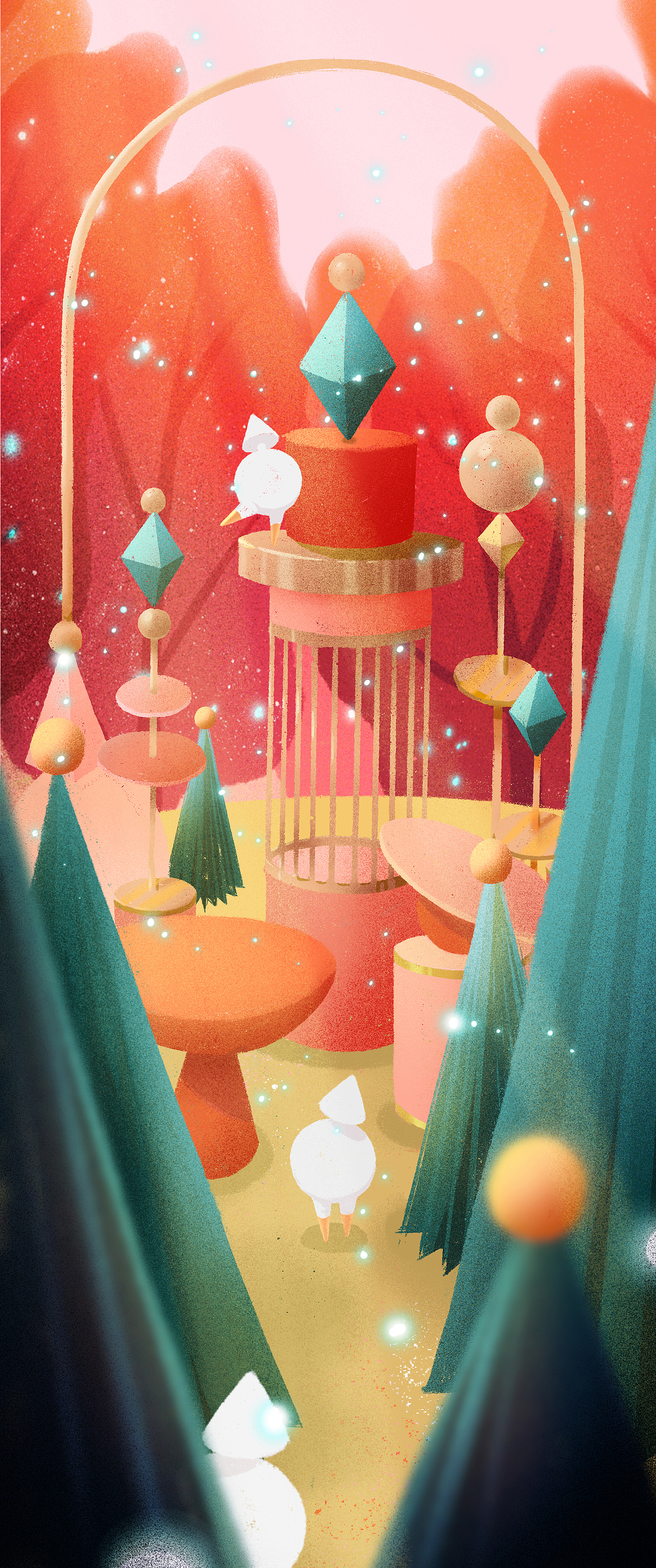 原来在水晶之城里,雪球精灵们正在庆贺西方圣诞平安夜里,他们正在厅堂起舞,充分展示出他们灵活的胖子姿态。