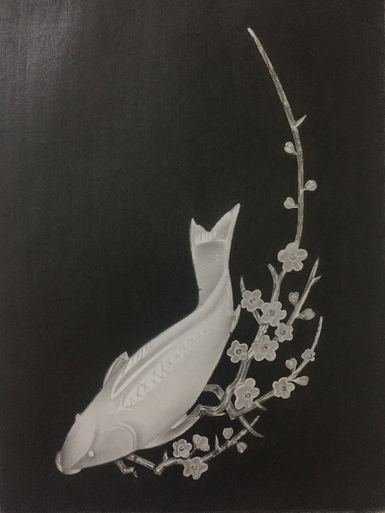 最后刻画花朵和树枝,当当当,完成!
<br><br>