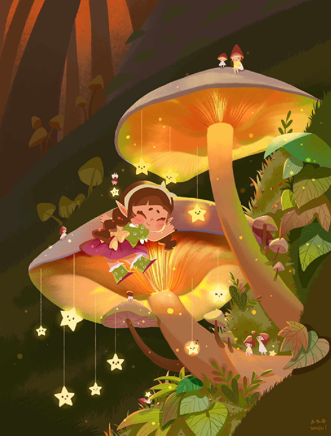 高清童话蘑菇图案背景jpg素材背景素材免费下载(图片编号:5402954)-六图网