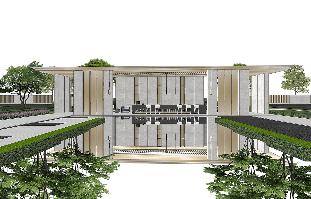 都荟启境下沉庭院景观SU模型下载