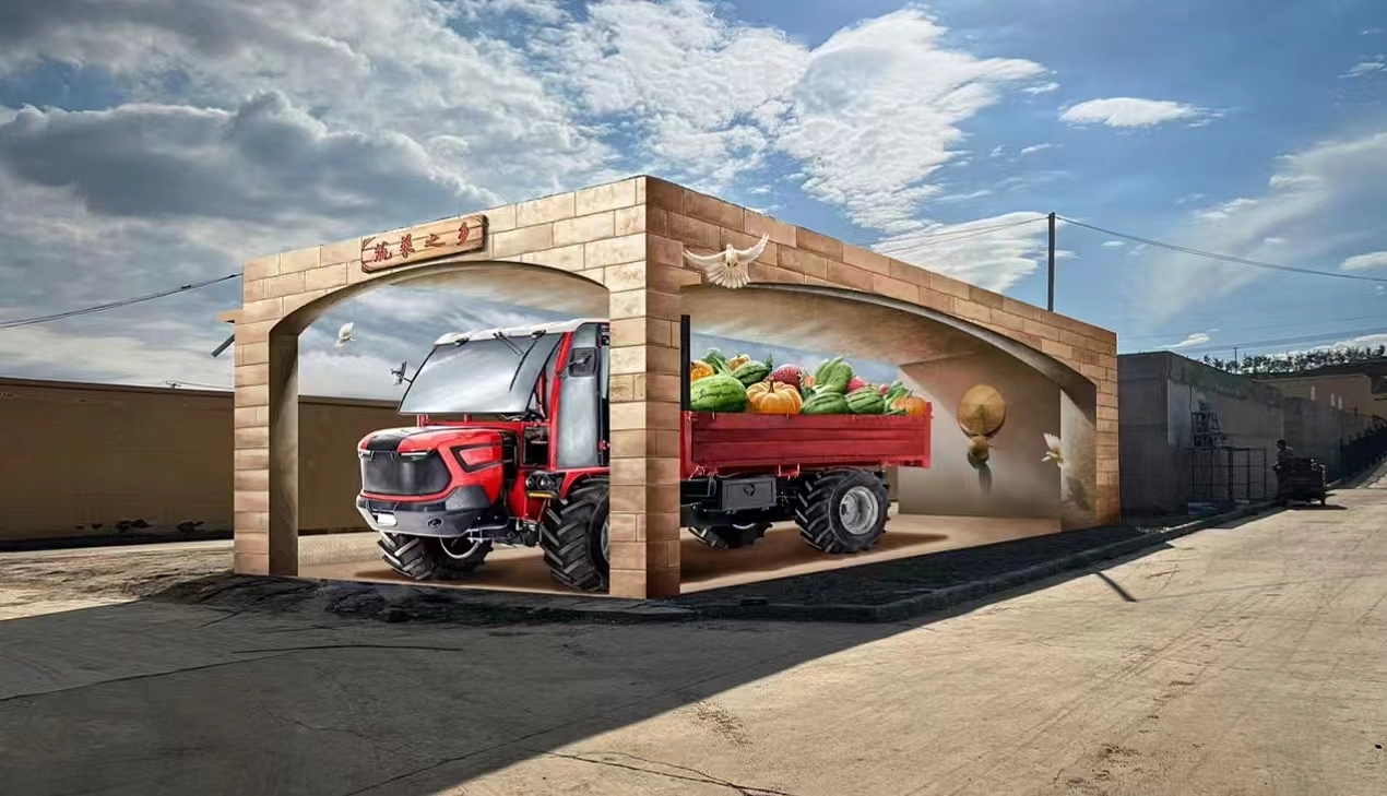 墙绘设计3D错觉设计过程图