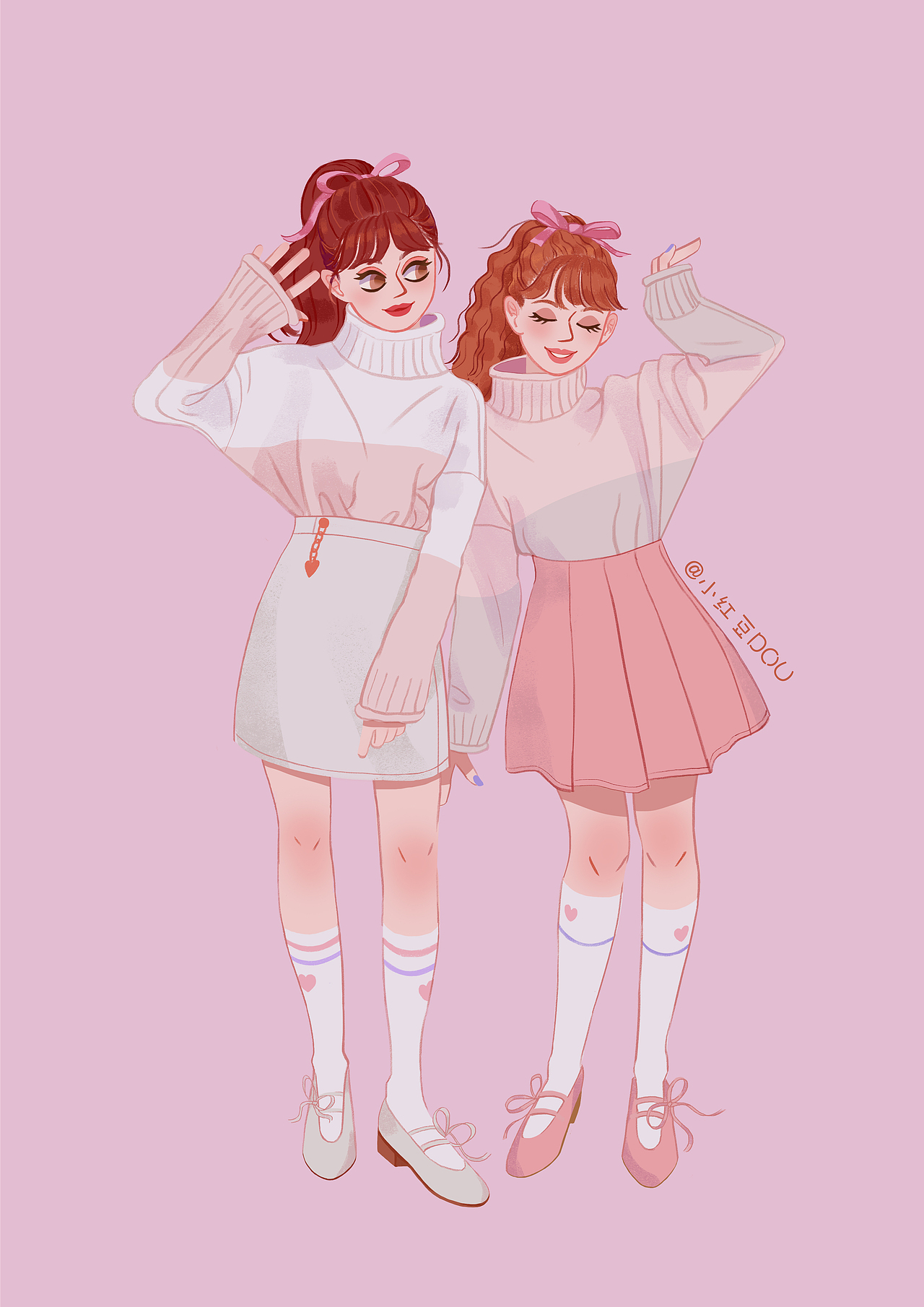 閨蜜（圖ZMjQ5NTkyNjg4） - 商業(yè)插畫 - 站酷設(shè)計師小紅豆Dou原創(chuàng)素材 - 站酷ZCOOL