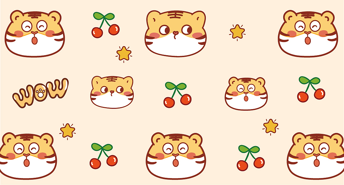 虎萌萌图案设计 地毯窗帘桌单口罩图案