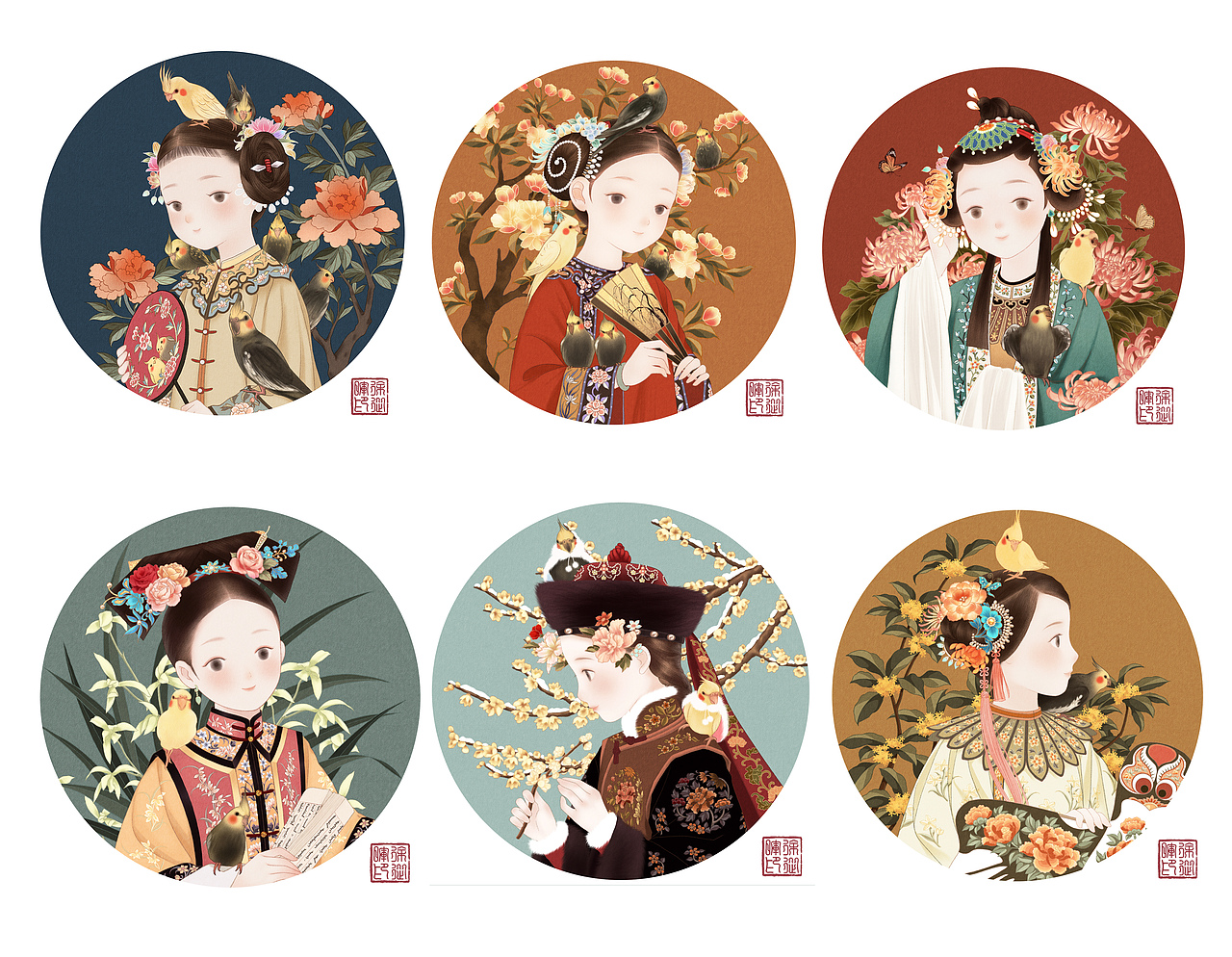 清代小头像系列插画（图ZMjYyNDk3NzI4） - 商业插画 - 站酷设计师徐從暉原创素材 - 站酷ZCOOL