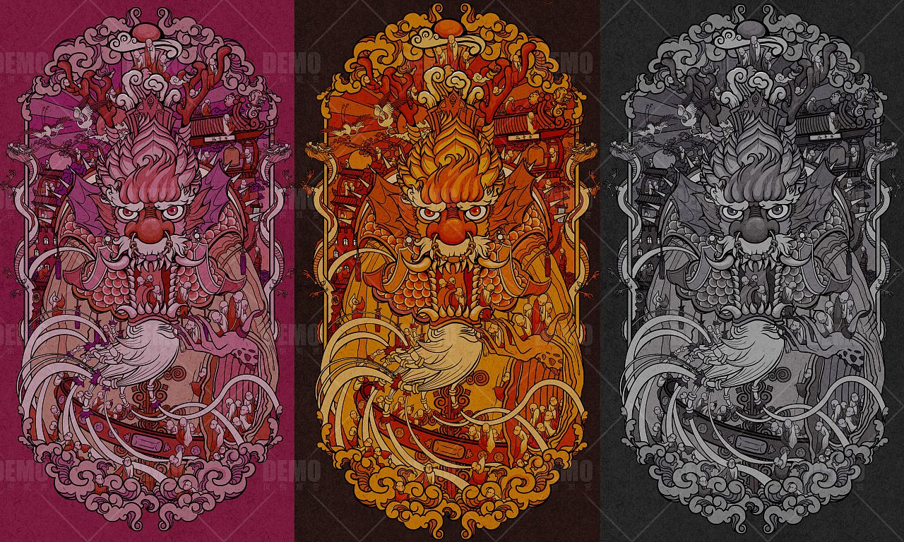 龙王百僧图（图ZMjQ3MTc5OTky） - 艺术插画 - 站酷设计师漫屿麋鹿原创素材 - 站酷ZCOOL