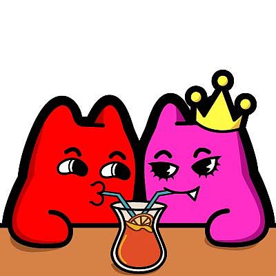 m25【魔鬼猫表情-喝饮料】#半身 魔登猫 浪漫 挑逗 奶茶 水果茶 ip