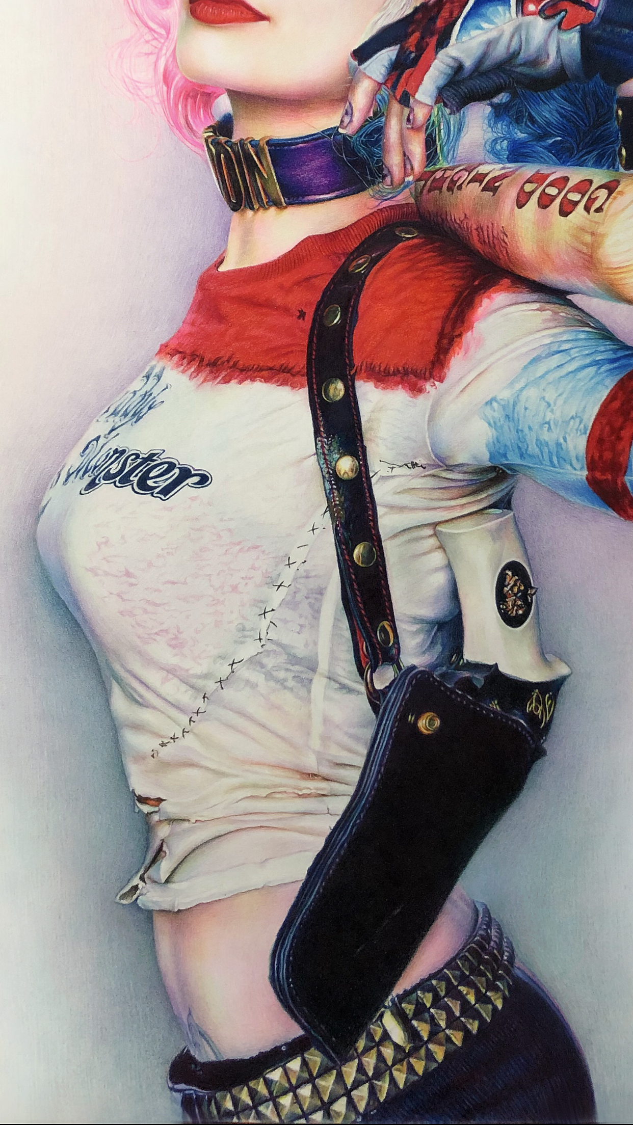 彩铅画手绘x特遣队小丑女哈莉奎茵