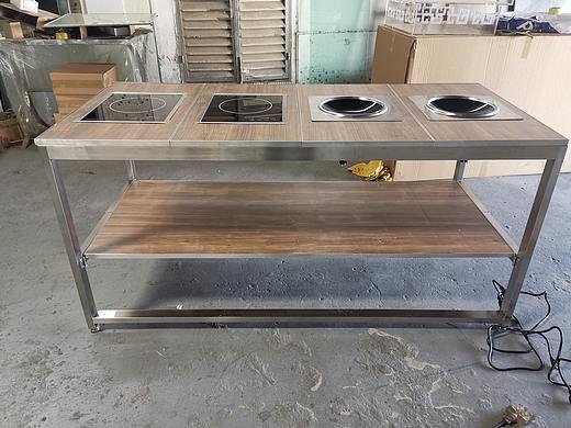 酒店折叠布菲台设计制作 移动自助餐台设计制作布菲车