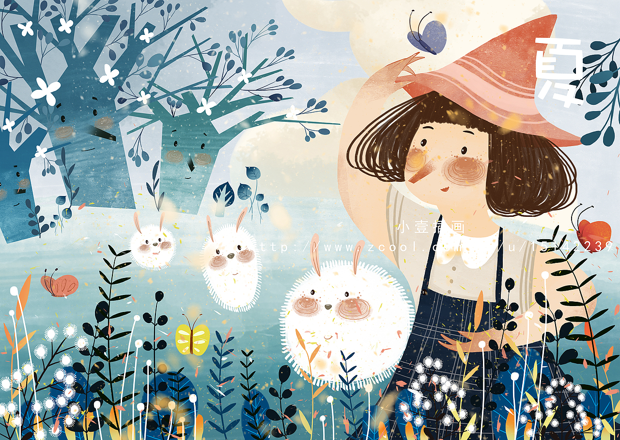 四季插画——春#夏#秋#冬