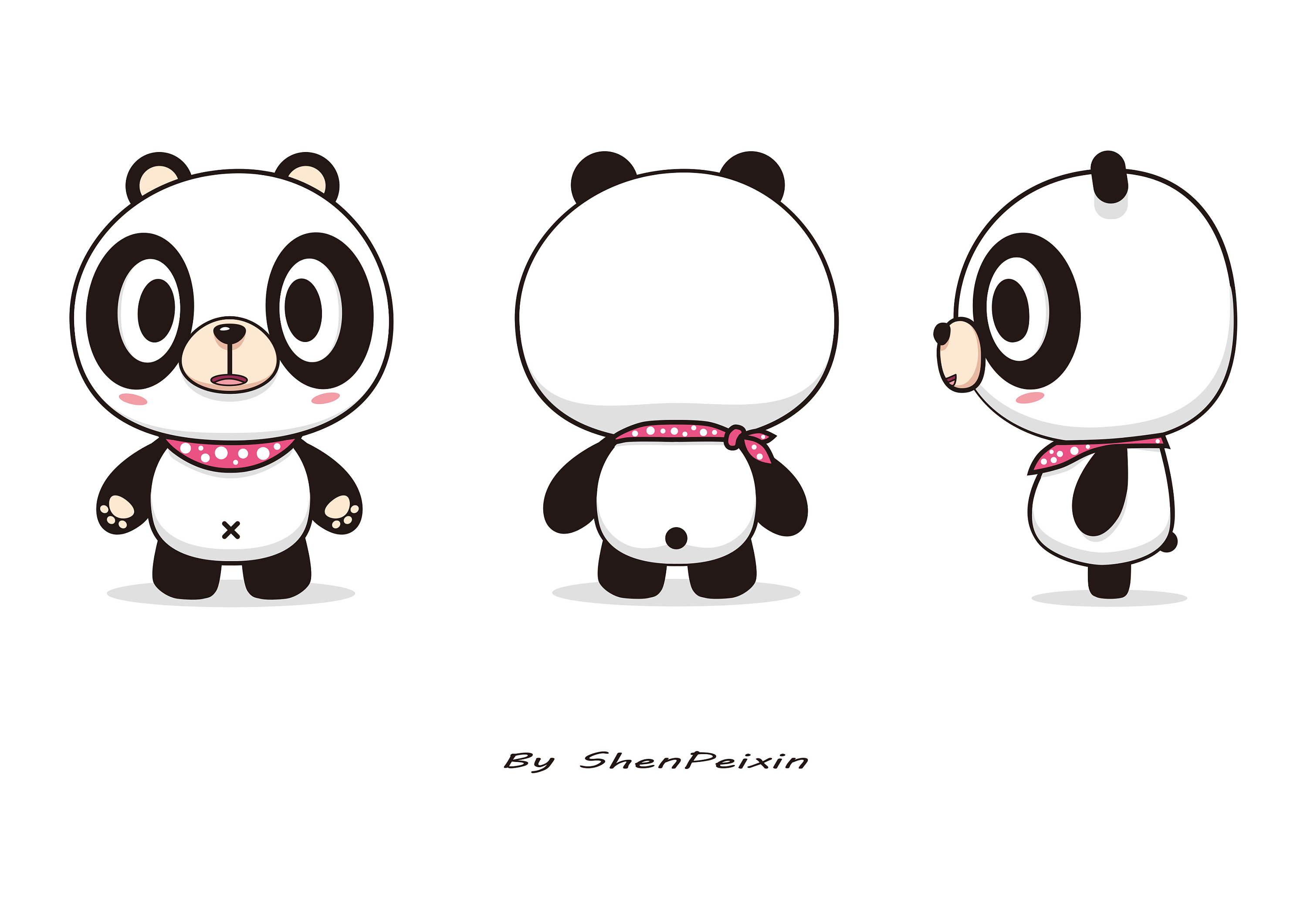 用ai创作的三种风格的呆萌熊猫形象