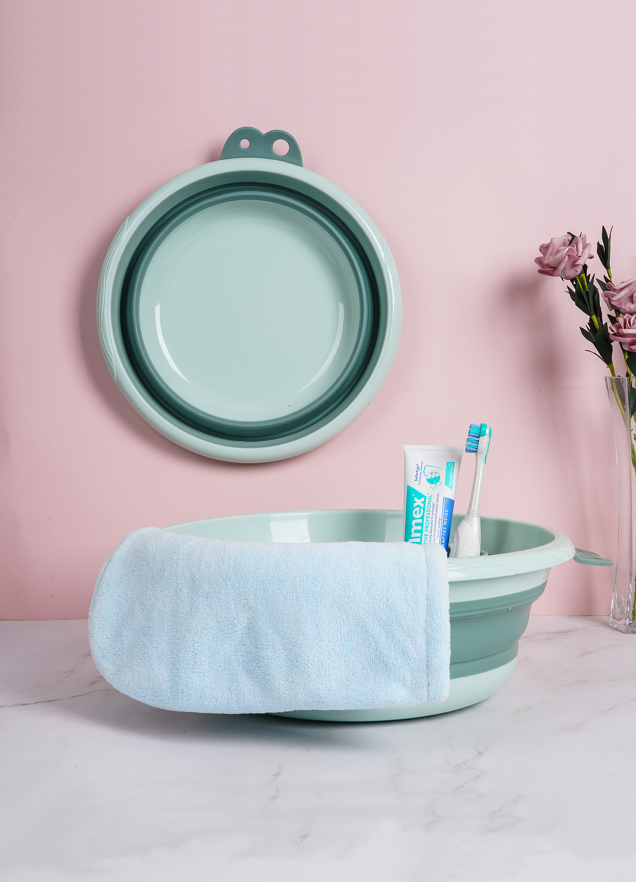 可折叠洗脸盆拍摄