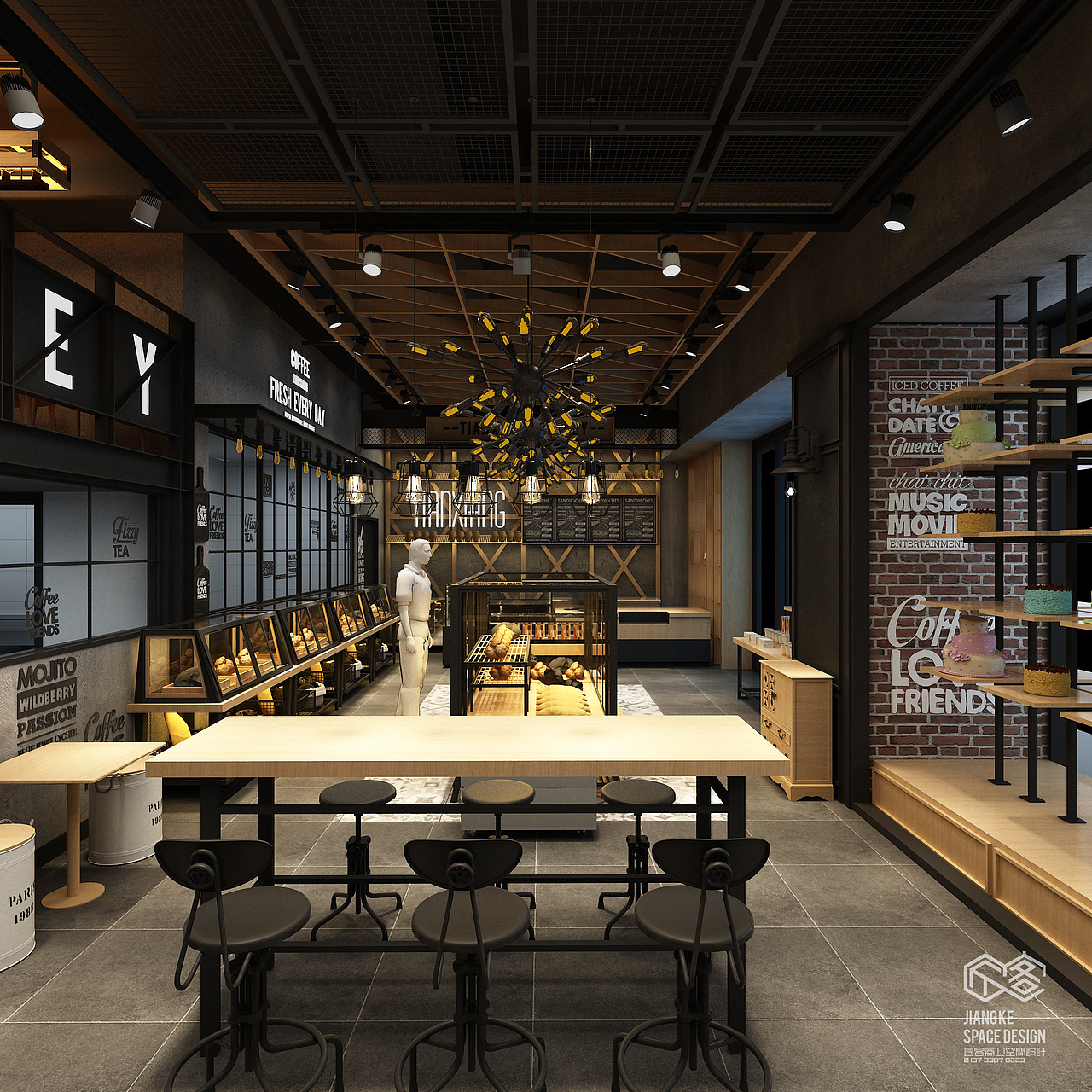 匠客空间作品——咖啡店风格面包房之天香烘焙！（图ZOTM0OTI1MTY=） - 家装设计 - 站酷设计师设计大刘原创素材 - 站酷ZCOOL