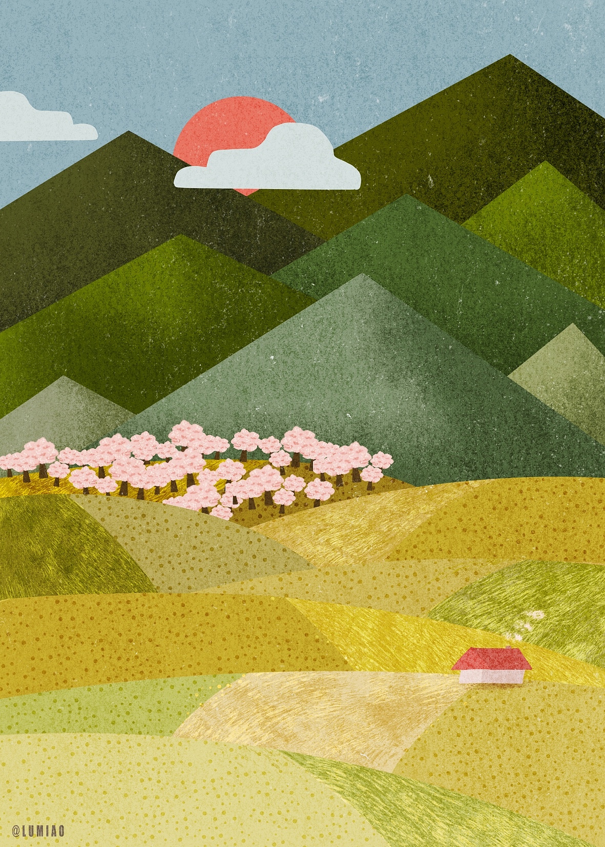 《春天的田野》|插画|创作习作|lumiao鹿喵_原创作品-站酷zcool