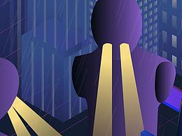 成都远大购物中心“5.5街”赛博朋克矢量插画长图