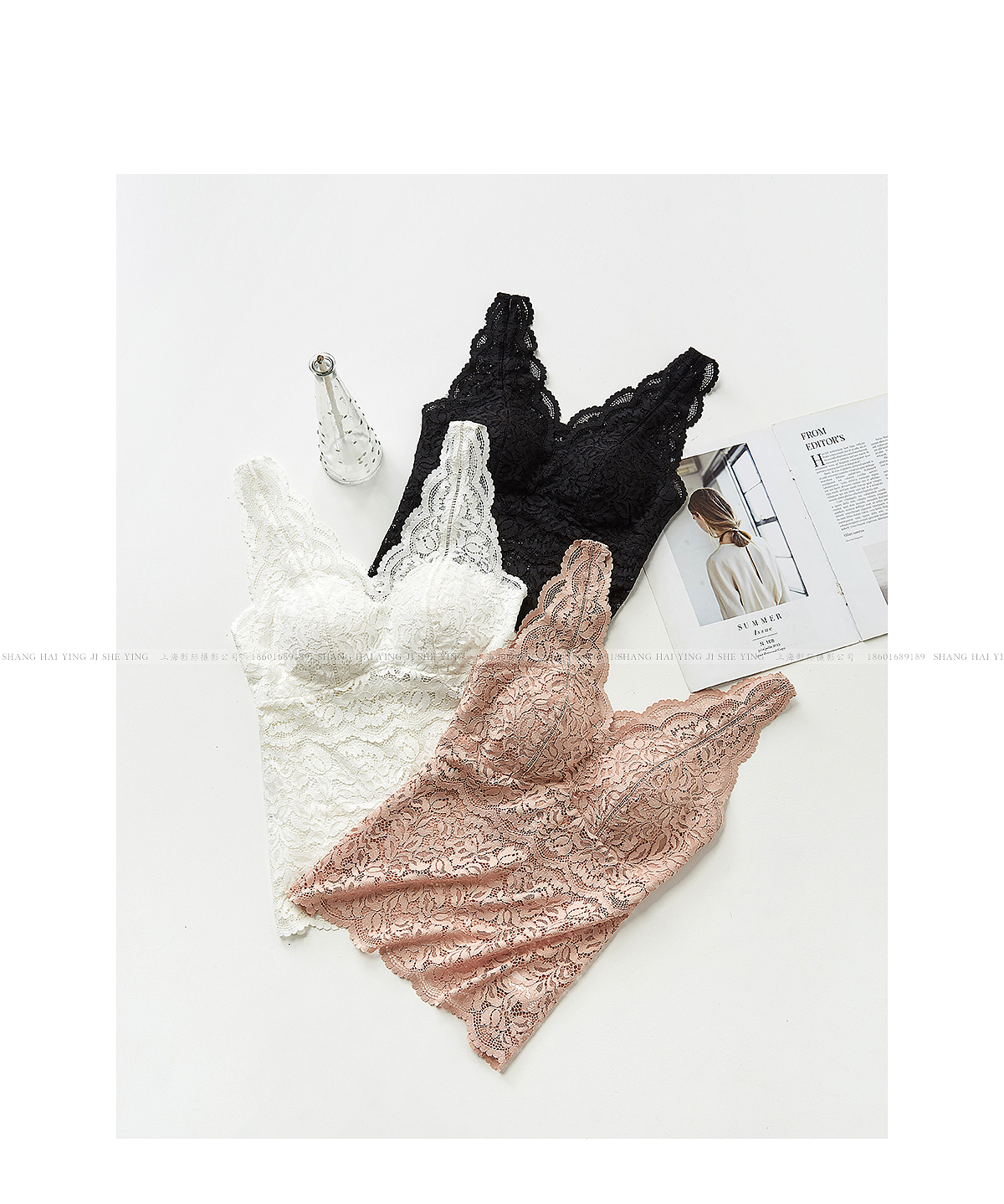 服装平铺拍摄女装内衣网拍雷士背心文胸创意平铺主图