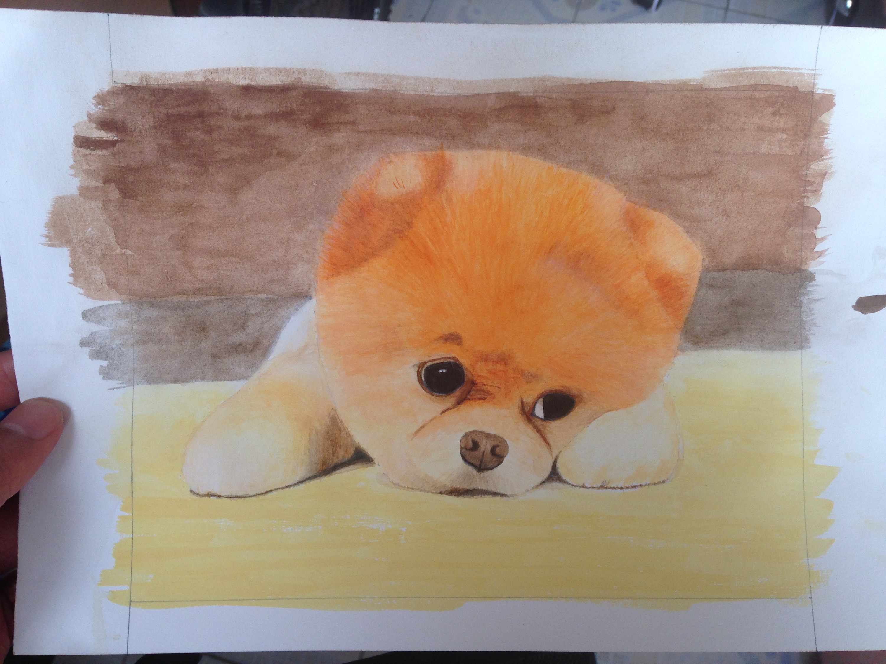 水彩画《幼犬》