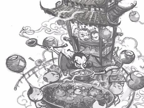 《荤豆花》绘画过程