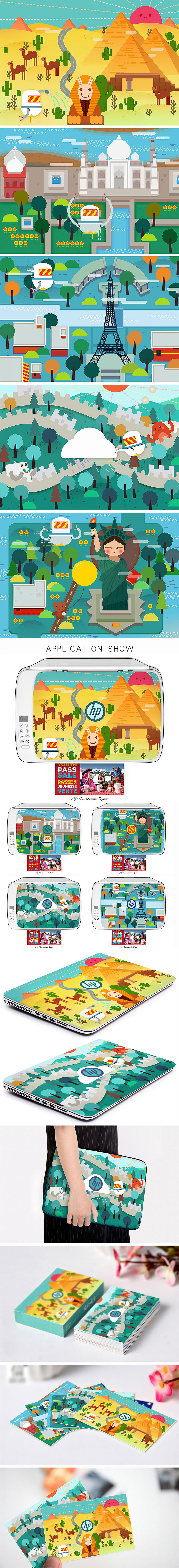 暢游世界-惠普（圖ZNDA5MDczMzY=） - 圖案 - 站酷設(shè)計(jì)師阿肯啊原創(chuàng)素材 - 站酷ZCOOL